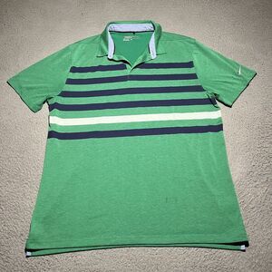Nike Golf Polo Shirt Mens Large Green Standard Fit Short Sleeve Logo Striped